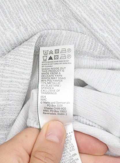 Womens UK Size 8 Marks and Spencer Silver Basic T-Shirt