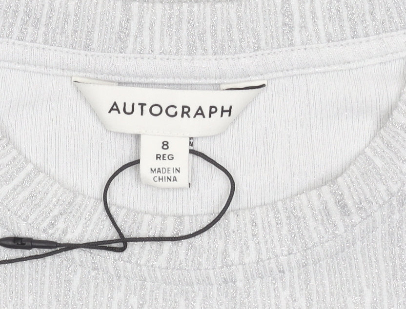Womens UK Size 8 Marks and Spencer Silver Basic T-Shirt