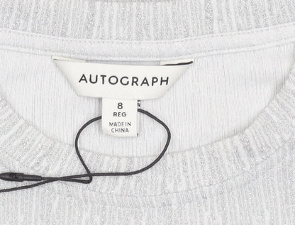 Womens UK Size 8 Marks and Spencer Silver Basic T-Shirt