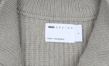 ASOS DESIGN Men's Beige Striped Full Zip Jumper L