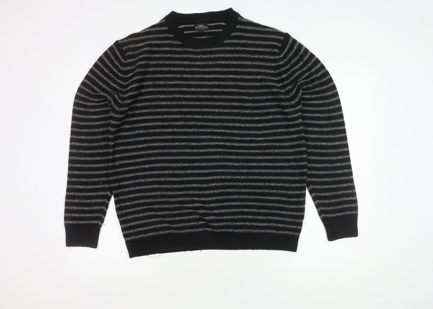 Next Men's Black Striped Pullover Jumper L