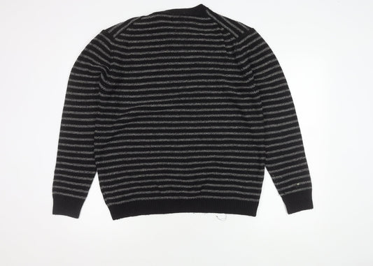 Next Men's Black Striped Pullover Jumper L