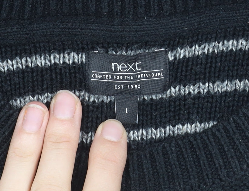 Next Men's Black Striped Pullover Jumper L