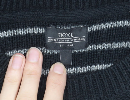 Next Men's Black Striped Pullover Jumper L