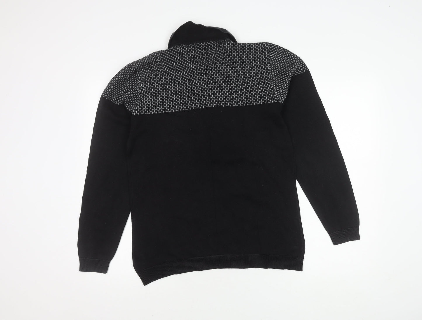 Next Men's Black Pullover Jumper, Medium Size, Collared Neckline