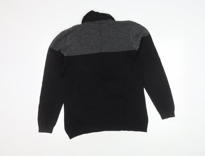 Next Men's Black Pullover Jumper, Medium Size, Collared Neckline