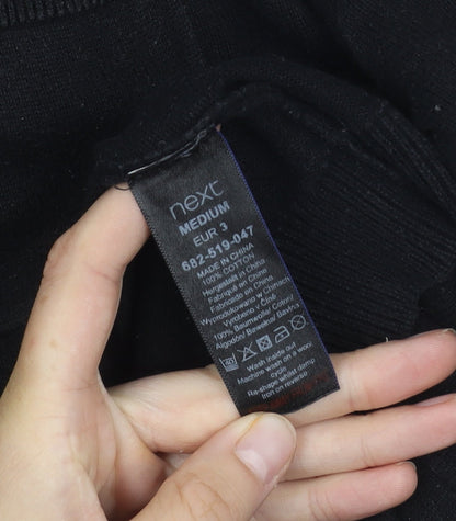 Next Men's Black Pullover Jumper, Medium Size, Collared Neckline