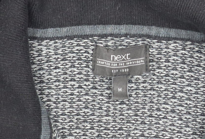 Next Men's Black Pullover Jumper, Medium Size, Collared Neckline