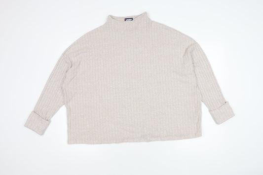 Lands' End Women's Beige XL High Neck Jumper