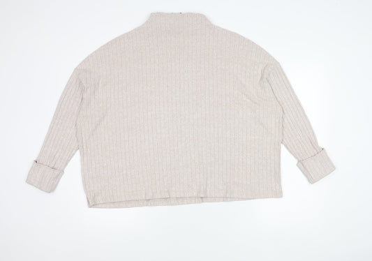 Lands' End Women's Beige XL High Neck Jumper