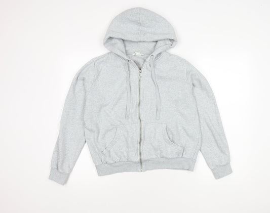 H&M Grey Women's Basic Jacket Size M Full Zip Hooded