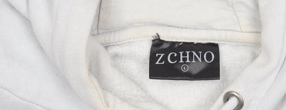 ZCHNO Unisex White Pullover Hoodie L - Casual Comfort