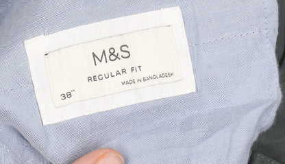 Marks and Spencer Men's Grey Regular Fit Trousers