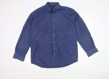 Marks and Spencer Blue Men's Long Sleeve Shirt 16.5