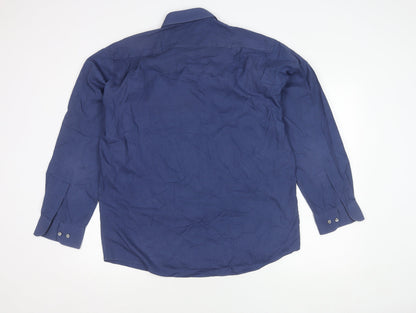 Marks and Spencer Blue Men's Long Sleeve Shirt 16.5