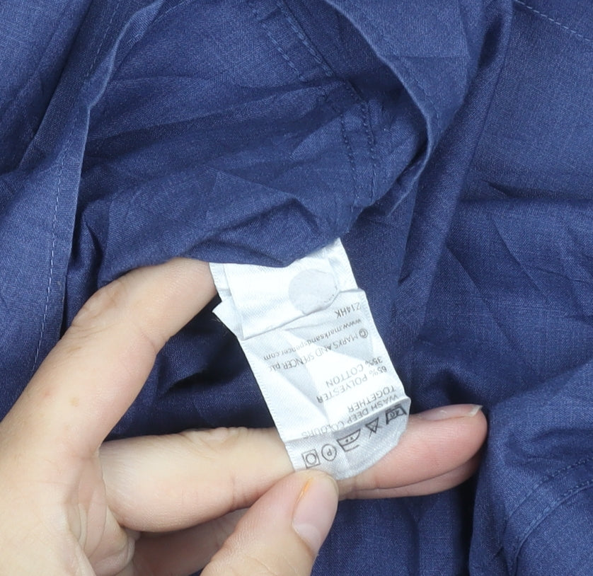 Marks and Spencer Blue Men's Long Sleeve Shirt 16.5