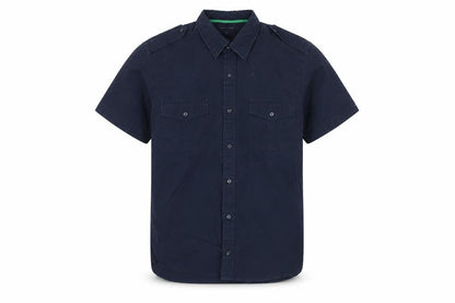 Men's Blue Short Sleeve Button-Up Shirt
