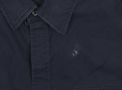 Men's Blue Short Sleeve Button-Up Shirt