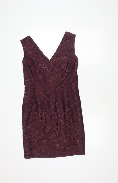 Next Women's Purple Lace Knee Length Sheath Dress, Size 12