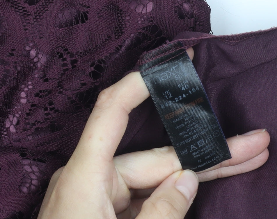 Next Women's Purple Lace Knee Length Sheath Dress, Size 12