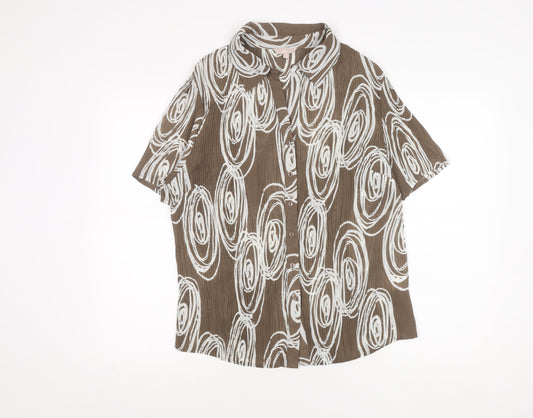 Womens UK Size 20 Soon Brown  Button-Up