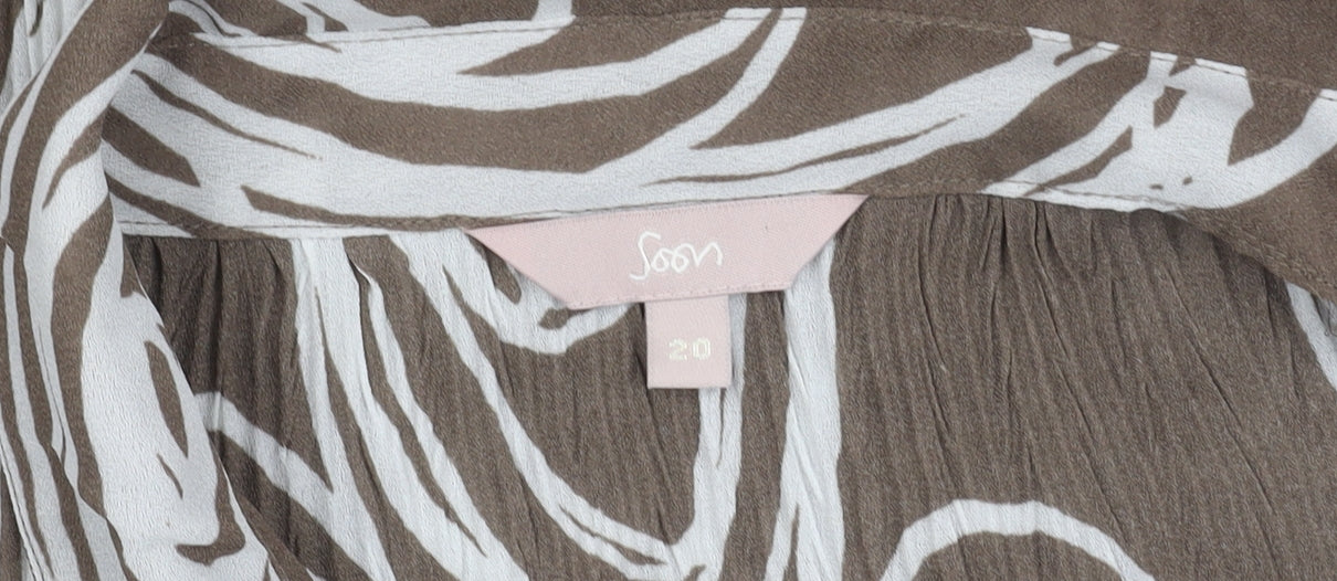 Womens UK Size 20 Soon Brown  Button-Up