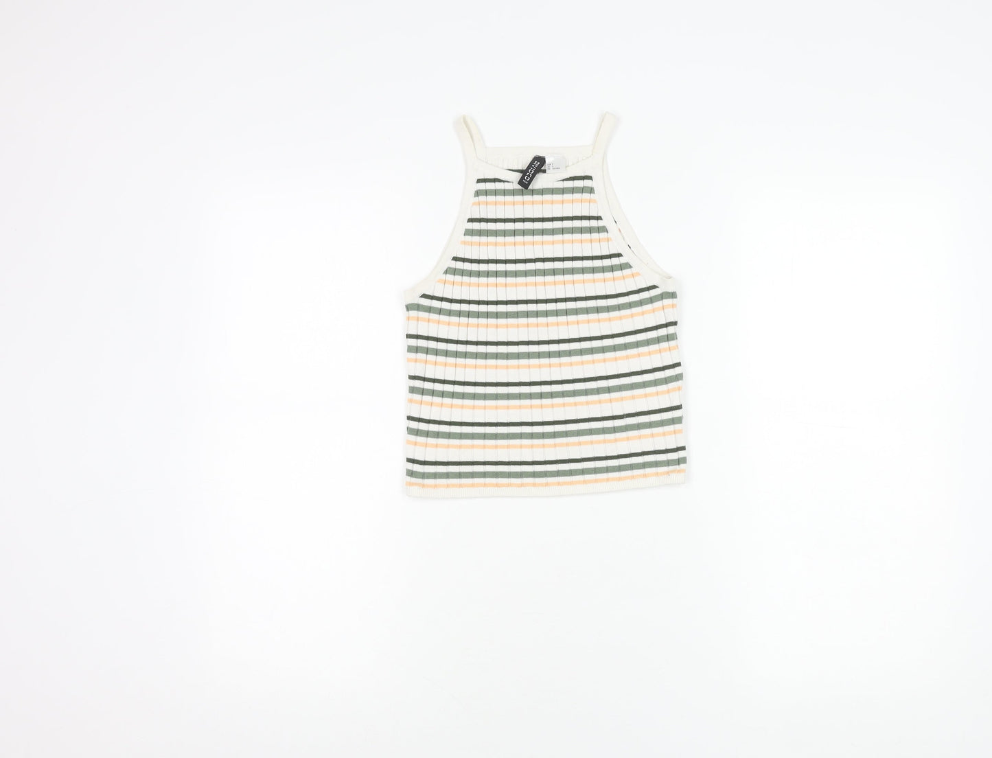 H&M Women's Multicoloured Striped Cropped Tank Top