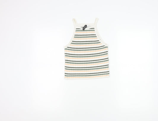 H&M Women's Multicoloured Striped Cropped Tank Top