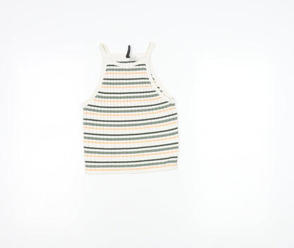 H&M Women's Multicoloured Striped Cropped Tank Top