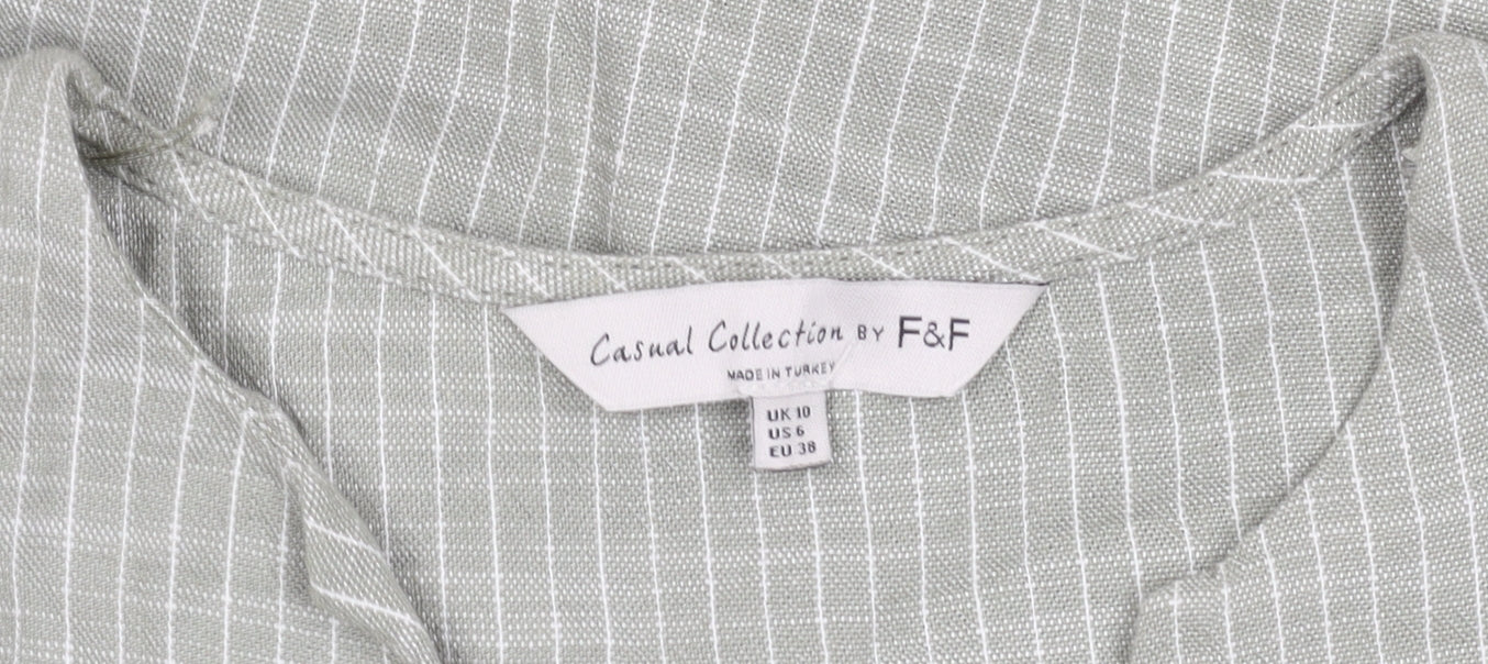 F&F Women's Beige Striped Blouse Size 10