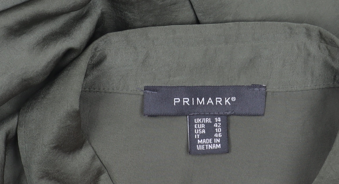 Primark Women's Green Cropped Button-Up Shirt Size 14