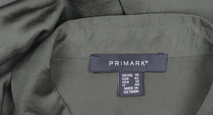 Primark Women's Green Cropped Button-Up Shirt Size 14