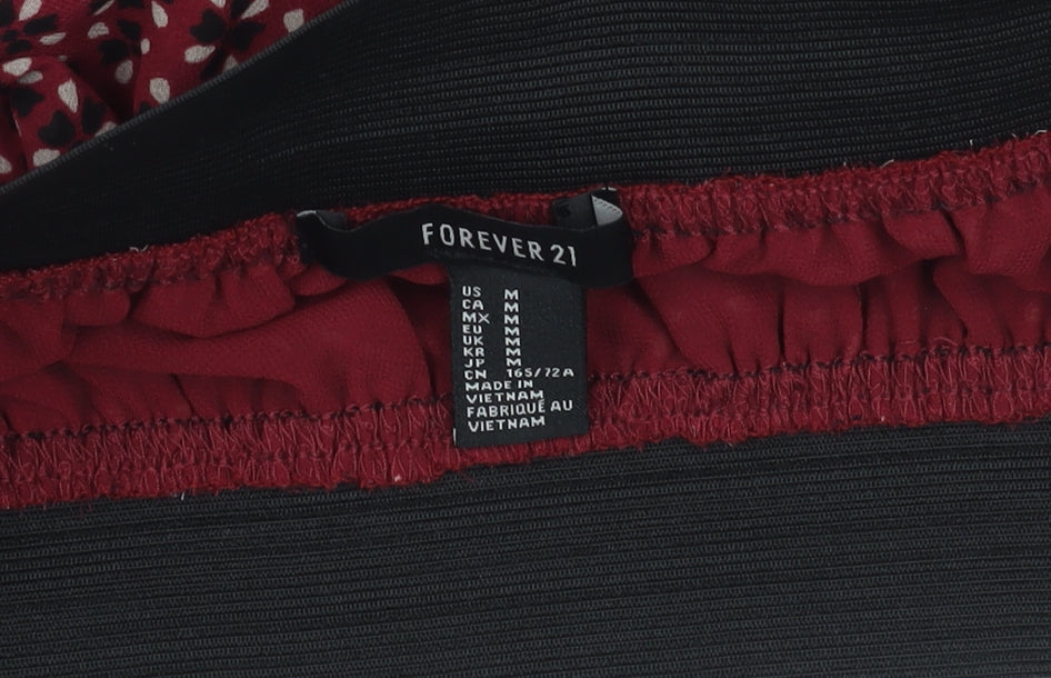 Forever 21 Women's Red M A-Line Floral Short Skirt