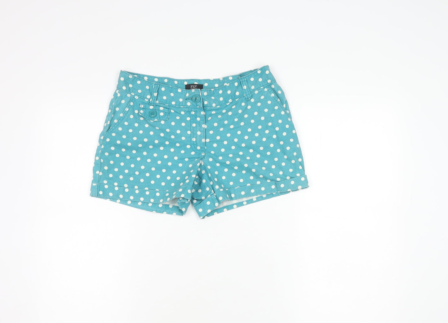 F&F Women's Blue Polka Dot Chino Shorts Size 8