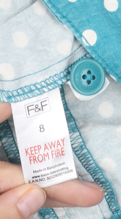 F&F Women's Blue Polka Dot Chino Shorts Size 8