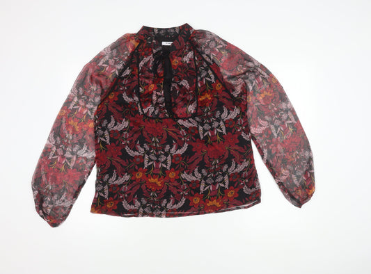 Glamorous Women's Floral Tunic Blouse, Black, Size L