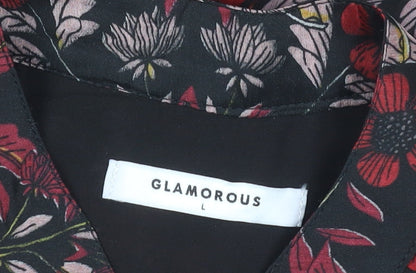 Womens UK Size L Glamorous Black Tunic Blouse