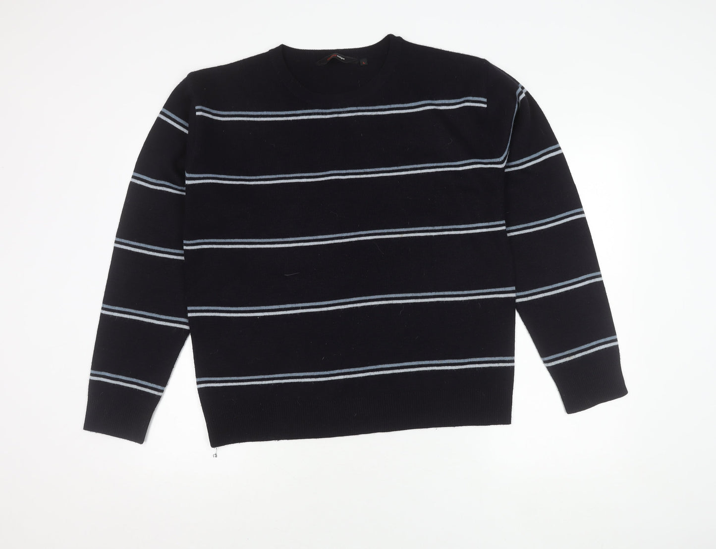 Cutting Edge Men's Black Striped Pullover Jumper L