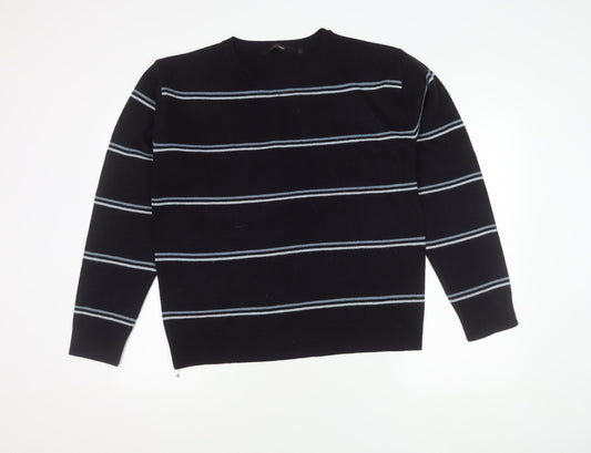 Cutting Edge Men's Black Striped Pullover Jumper L