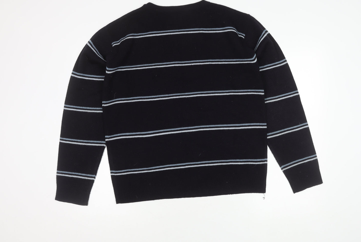 Cutting Edge Men's Black Striped Pullover Jumper L
