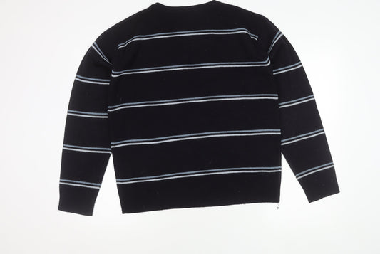 Cutting Edge Men's Black Striped Pullover Jumper L