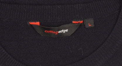 Cutting Edge Men's Black Striped Pullover Jumper L