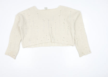 Urban Outfitters Women's Ivory V-Neck Pullover Jumper - M
