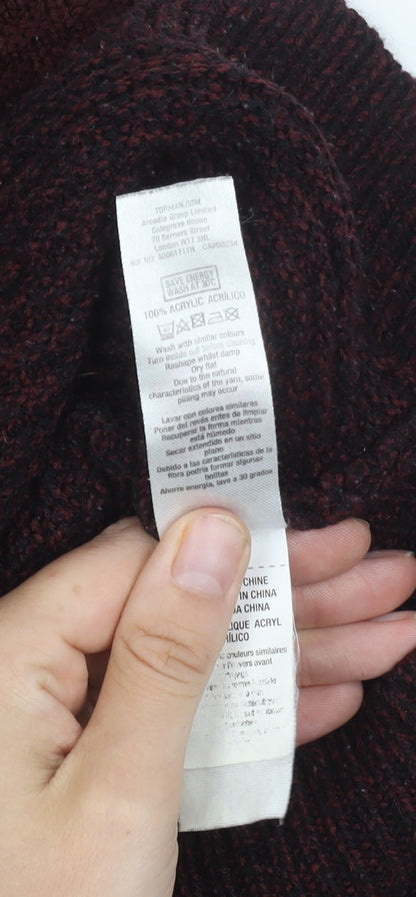 Topman Men's XS Red Pullover Chunky-Knit Jumper