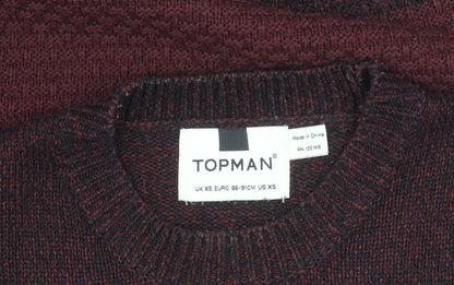 Topman Men's XS Red Pullover Chunky-Knit Jumper