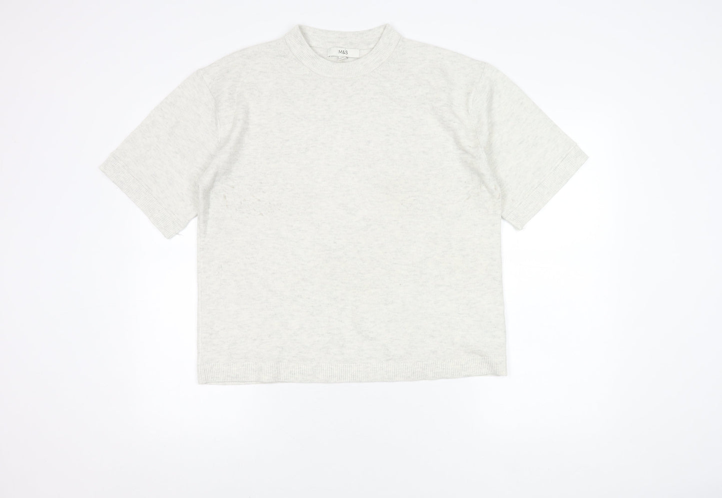 Womens UK Size M Marks and Spencer White Basic T-Shirt