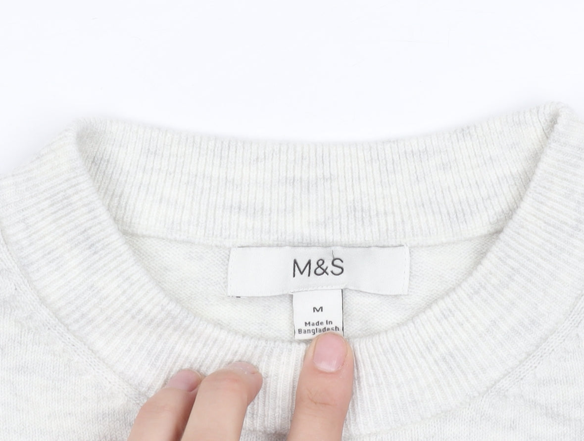 Womens UK Size M Marks and Spencer White Basic T-Shirt