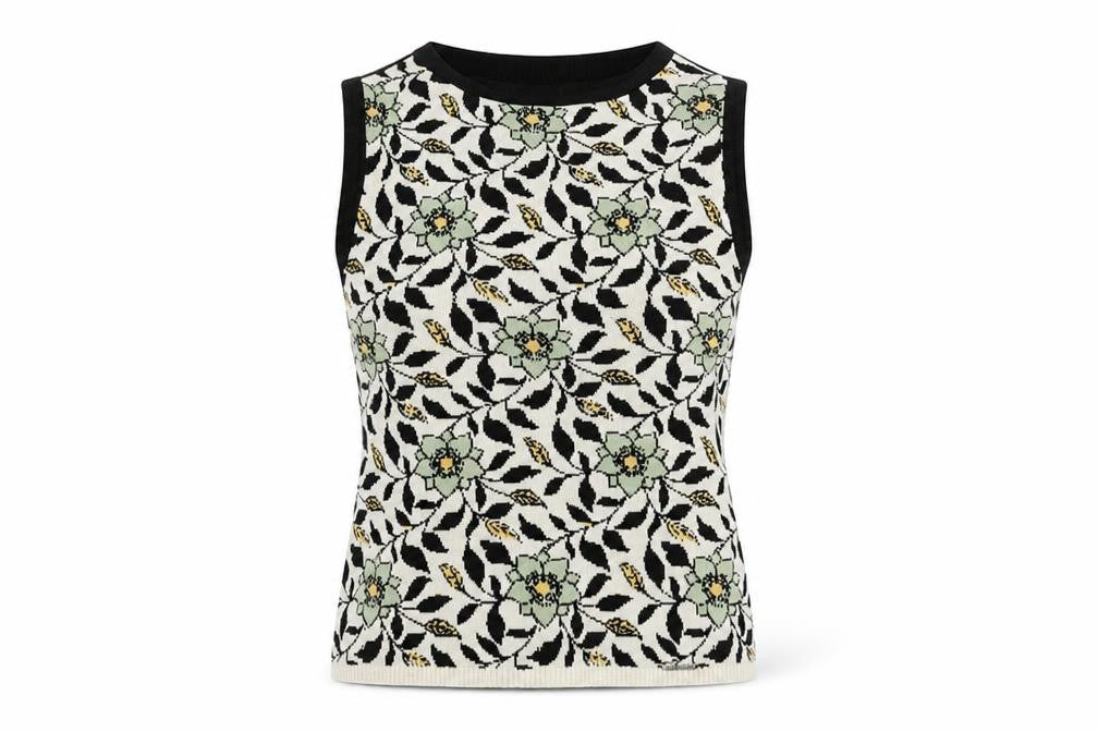 Geiger Women's Black Sleeveless Floral Top Size 12