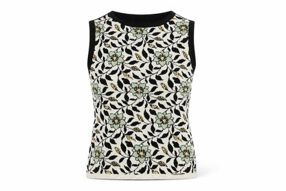 Geiger Women's Black Sleeveless Floral Top Size 12