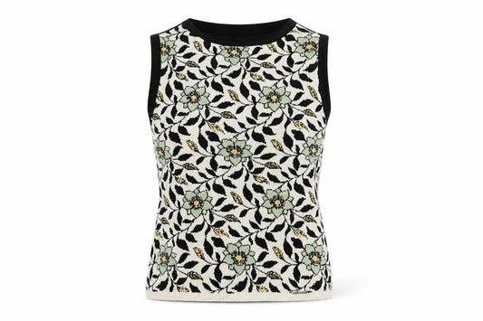 Geiger Women's Black Sleeveless Floral Top Size 12